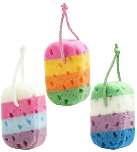 Esponja Corporal para Ducha de Malla, 4 Piezas, Panal | Sponge, Uso en Shower y Bathing, para Teens y Adults, Aplicación Uniforme del Body Wash