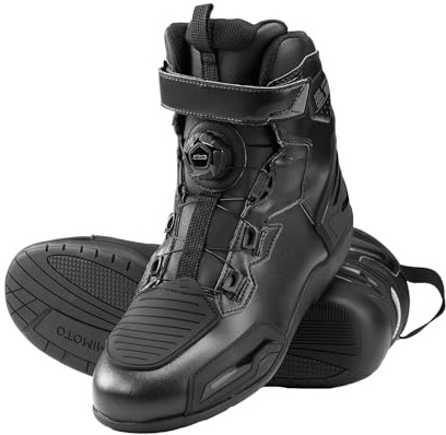 KEMIMOTO Motorradstiefel Herren, Drehverschluss, wasserdichte Motorradschuhe Herren, Leichtes An- und Ausziehen Rutschfestigkeit