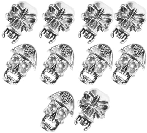 Zerodeko 10 Piezas de Anillos para Cabello de Aleación con Diseño Retro y Patrón Antiguo, Accesorios Resistentes para Adornar Trenzas y Barbas Diariamente