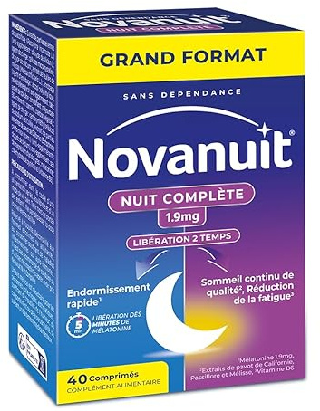 Novanuit nuit complète – Mélatonine 1,9mg - Complément alimentaire