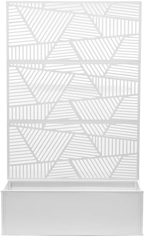 Fioriera con spalliera graticola rettangolare alta cm 211x110 in Metallo Bianco Separè divisorio vaso Decorativo per Piante Rampicanti Design Geometrico Moderno per Casa Bar Ristoranti