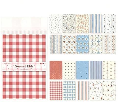 30 Blatt Scrapbook-Papier, 14 x 21,1 cm, Retro, Landhausstil, Scrapbooking, dekoratives Papier, 10 verschiedene Stile, Karo- und Blumenmuster für Bastelarbeiten, Scrapbooking, Kunstjournaling