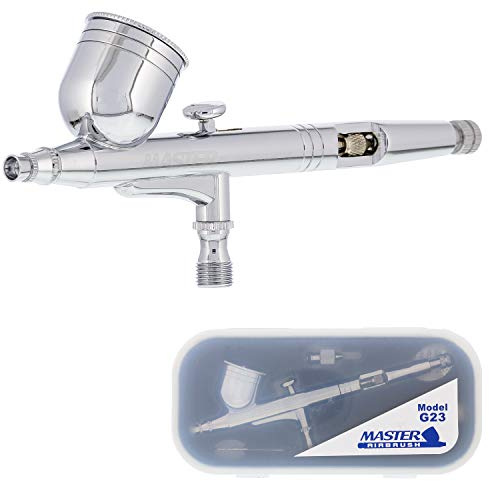 Master Airbrush G23 Kit aérographe Multifonction à Alimentation par gravité avec Pointe de 0,3 mm, Tasse de 0,3 g, poignée découpée – Pistolet à air pour Peinture, Art corporel, graphisme Automobile