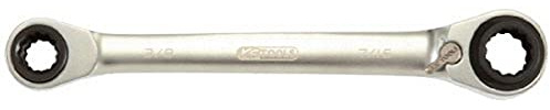 KS Tools 503.4586 4 in 1 GEARplus umschaltbar Doppel-Ratschenringschlüssel, 5/16 x1/2+7/16 x3/8
