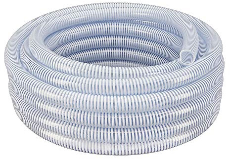 2 Dia x 25 ft HydroMaxx® Clear Flexible PVC Suction and Discharge Hose with White Reinforced Helix