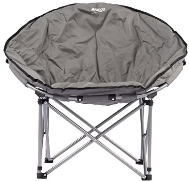 Vango Lunar Moon Chair for Adults (Amazon Exclusive), Extra Spacious, Folding Camping Chair, Heavy Duty Frame, Padded Saucer Shape for Garden, Fishing, Festivals