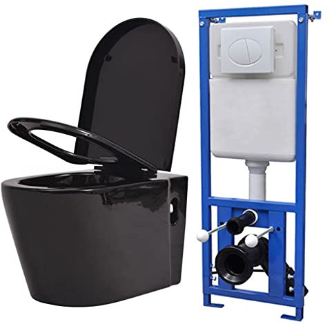 Toilette suspendue au mur avec réservoir caché Céramique Noir