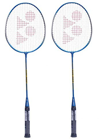 YONEX GR 303 Badminton Schläger 2018 Professionelle Anfänger Praxis Schläger mit Face Cover Edelstahl Schaft – 2 Stück, Unisex, blau, Pack of 2