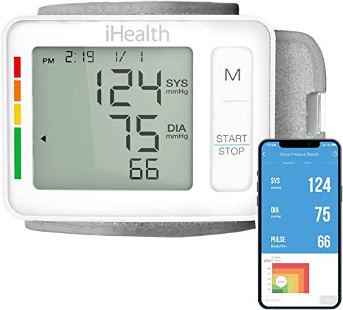 iHealth Push (KD-723) Monitor inteligente de presión arterial de muñeca, brazalete que se adapta a brazos de adultos grandes y estándar, compatible con Bluetooth para dispositivos Apple y Android