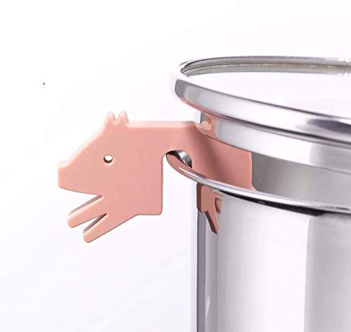 Topfdeckelhalter Schwein Silikon I Zubehör für Kochtopf, Pfannen-Deckel und Kochgeschirr I Kleine, Lustige, Bunte Küchenhelfer I Topfwächter Schwein I Farbe Beige