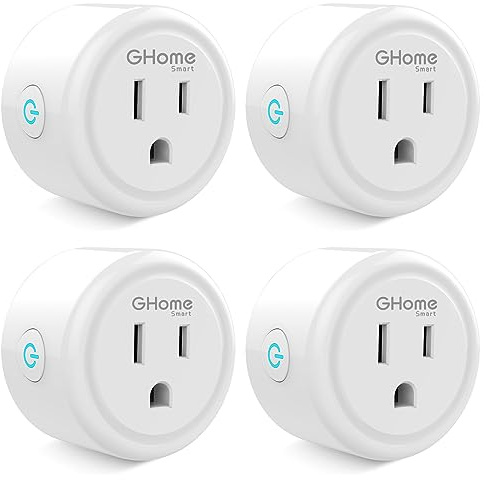 GHome Smart Plug Mini, WiFi Smart Outlet Plug Works with Alexa and Google Home, Timer Outlet with APP Control, 2.4GHz Network Only, No Hub Required, ETL FCC Listed (4 Pack), White