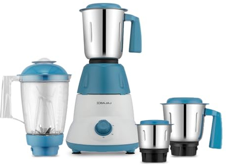 Bajaj Rex DLX 750W 4 Pots Mixer Grinder, White and Blue
