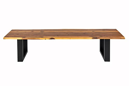 SAM Esszimmerbank Dallas 200x40 cm Akazie Cognac U-Gestell Schwarz