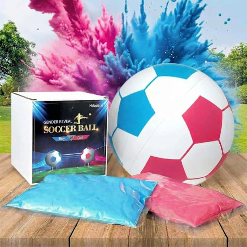Heboland Gender Reveal Fussball mit Pulver, Gender Reveal Fußball Explodiert Blau oder Rosa Pulver für Überraschung Geschlecht Verkünden