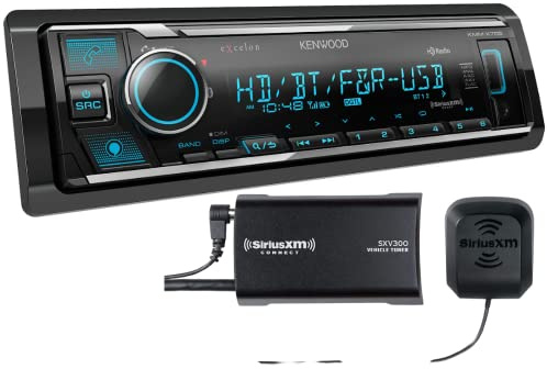 KENWOOD KMM-X705 Media Receiver with Bluetooth, Alexa Built-in, HD Radio, Front USB, SiriusXM Ready, Spotify, Pandora, for iPhone and Android Phone, KENWOOD Music Mix | Plus SXV300V1 SiriusXM Tuner