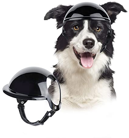 Namsan Hundehelm für Groß Hunde Kopfschutz Coole Motorrad Hundemütze für Radfahren, Reiten im Freien, Schwarz L