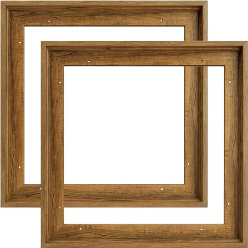 FOLKOR 10x10 Frame for Canvas Painting 0.6-0.8” Deep, 2 Pack Square Floater Frame for Canvas Prints, Floating frame for Wall Art Oil Painting Paint by Numbers Living Room Decor (Dark Brown)