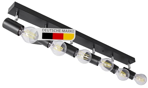Maxkomfort LED Deckenleuchte schwarz | 6x E27 Fassung 6-flammig | schwenkbar Deckenlampe Deckestrahler Deckenspot Wandleuchte proShine-E276-BK