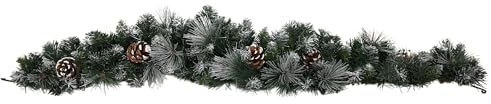 Samuel ALEXANDER 90cm (3ft) Frosted Glacier Christmas Swag Garland with Pine Cones
