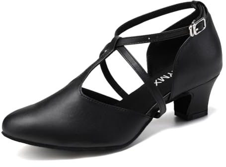 TINRYMX Scarpe da Ballo Latino Donna Punta Chiusa Americano Standard Salsa Tango Moderna Valzer Samba Party,L272-Nero-4.5CM,39 EU