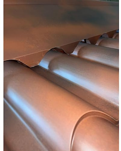 FT METALLI - SEMICOLMO FUSTELLATO - Lamiera finto coppo - Copertura Tettoia per Esterno - adatto a qualsiasi superficie - Rosso coppo antichizzato - L 2170 mm - l 416mm