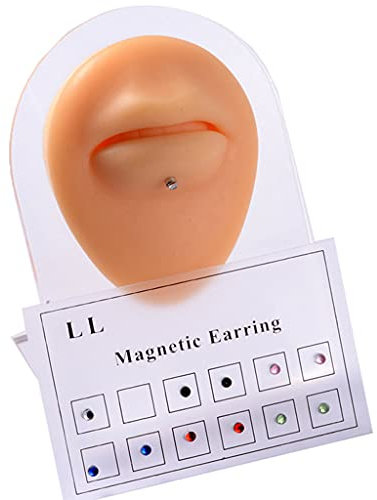 Generic 12 Stück magnetische Ohrstecker, Kristall- und Strass-Ohrstecker, nicht durchbohrt, Schmuck für Knorpel, Tragus, Lippe, Labret, Nase, falsche Cheater-Ohrringe