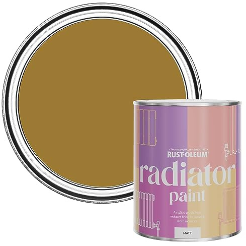 Rust-Oleum, braun Heizkörperfarbe, hitzebeständig, geruchsarm in Matt Finish - Senfbraun 750ML