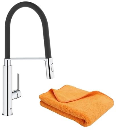 Robinet de cuisine avec douchette GROHE Feel Quickfix chromé + microfibre
