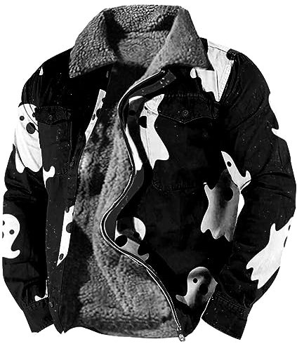 Halloween Softshelljacke Herren Briefe Drucken Wasserdichte Regenjacke Herren Kapuzenpullover Regenjacken Für Herren Jacke Herren Übergangsjacke Farbblock Ultraleichte Regenjacke Lässig(2-Black,XL)