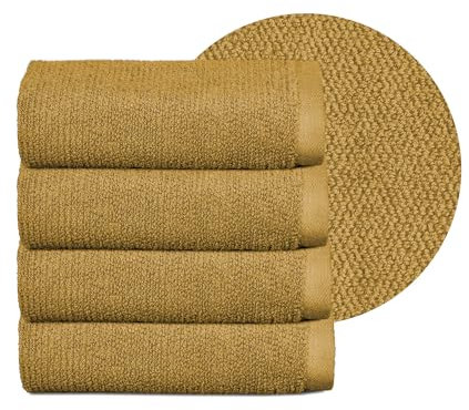 BEAUTEX Handtuch-Set Premium Frottier Sets Made in Europe, 100% Baumwolle 550g/m², Oeko-TEX Zertifiziert (Set: 4 Gästetücher - 30x50 cm in Gold)