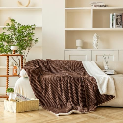 Manta Marrón Cubre Sofa Mantas para Cama De Franela,Cobijas De Invierno Extra Suave,Manta Polar,Mantas para Sofa,Plaid Sofa（80X150Cm）