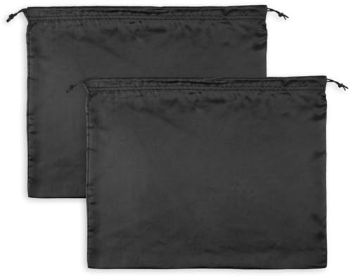 Dimeho Paquete de 2 bolsas para el polvo bolsos de seda bolsa de almacenamiento a prueba de polvo con cordón bolsas suaves para el polvo para bolsos bolsos zapatos botas mochilas (negro)