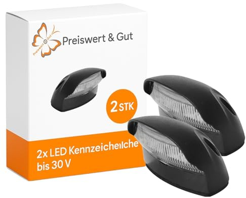 2 STK LED Kennzeichenleuchte 10 bis 30 V IP67 ECE R4 für PKW und LKW | Kennzeichenbeleuchtung mit 4 SMD LEDs und Kunststofflinse für Wohnmobil, Anhänger und Nummernschilder hinten