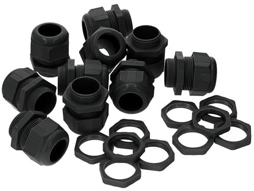 Kalitec M16 - Pasacables (plástico, 2,5-8,0 mm, 10 unidades, M16, tuerca de contratuerca, plástico negro, pasacables impermeable, juego de prensaestopas M16)