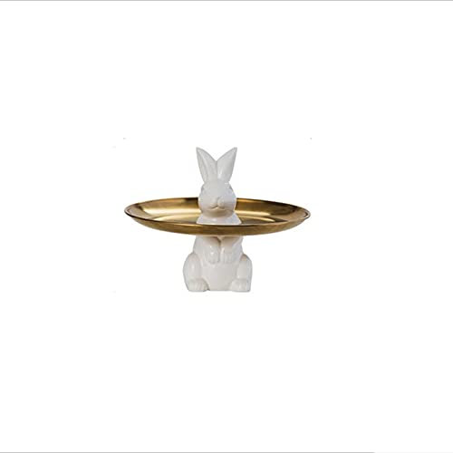 OUSIKA Cupcake Creative Ceramic Rabbit Dessert Table Stainless Steel Cake Tray Household Jewelry Key Cosmetic Storage Tray or Candy Biscuit Fruit Table Plate (Size : C)