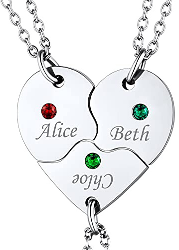 Custom4U Edelstahl Puzzle Anhänger Halskette für Herren Damen Personalisierte BFF Freundschaftsketten mit Gravur für 2/3/4/5/6 Namenskette Freundschaft BFF Familie Halskette mit 46cm Kette