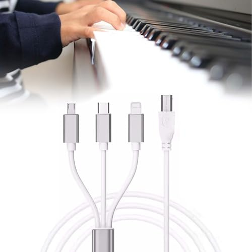 3 in 1 USB C auf USB B Midi-Kabel: 1m OTG Kabel Typ C für Iphone, IOS, Controller Elektronischem Musikinstrument Audio Interface Tastatur (Weiß)