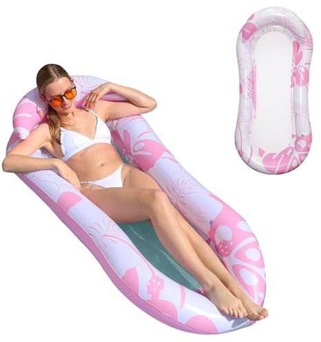 Jadin Materassino Gonfiabile Mare, Lettino da Piscina Relax con Poggiatesta, Materasso Amaca Galleggiante in Acqua, Giocattoli per Piscina, Lettini per Spiaggia, 150 x 78 cm, Rosa