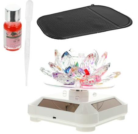 Anneome Solarbetriebener Lotus Aromatherapie Diffusor Mit Automatischer Rotation Für Auto Kreative Dekorative Duftquelle Mit Solarbetriebenem Licht Und Glücksbringer-funktion