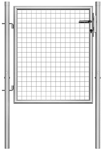 LAPOOH Gartentor, Gartentür, Zauntor, Garten Tor, Gartenpforte, Gartentüre, Garden Gate, Verzinkter Stahl 105x125 cm Silbern
