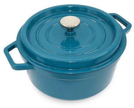 MINLUFUL Forno olandese con coperchio, pentola olandese in ghisa con smalto, per cuocere il pane, adatta al forno, antiaderente, versatile forno olandese per stufare e bollire, turchese