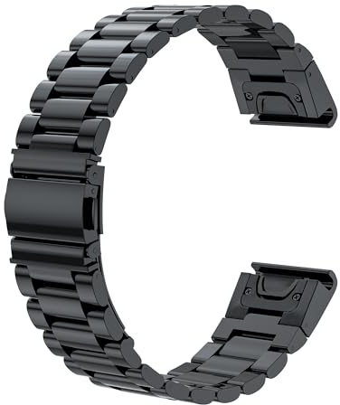 SUNDAREE Armband Kompatibel med Garmin Fenix 7X Pro/7X 51MM/6X Pro/5X GPS/Tactix7 Pro/Enduro 2/Descent Mk2/Instinct 2X Solar,26mm Män Dam metallarmband metall rostfritt stål klockband, Svart
