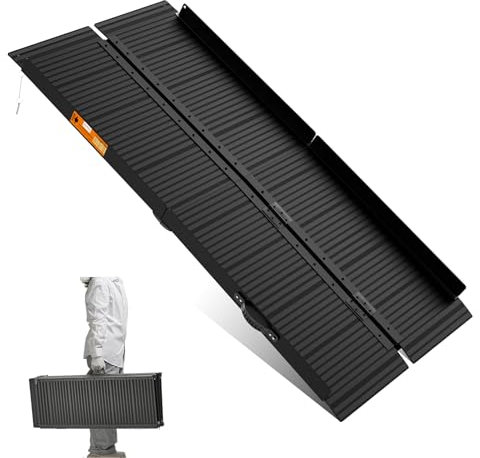gardhom Wheelchair Ramp, 2ft - 7ft Aluminum Folding Ramps for Wheelchairs Non-Slip Ramps for Mobility Scooters, Steps, Stairs, Doorways, Threshold, 362kg Capacity