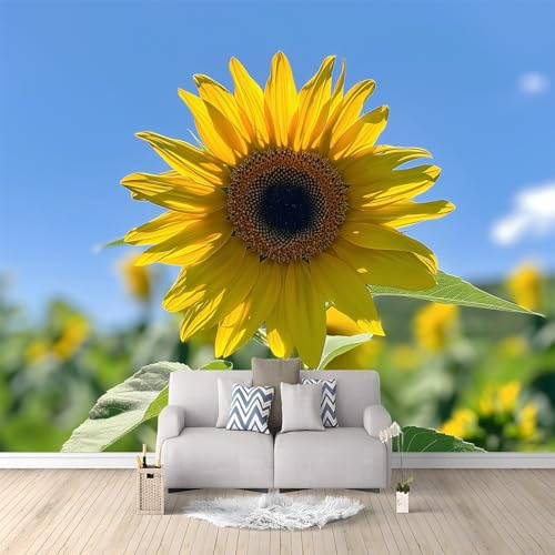 Papier Peint Intissé Jaune Tournesol 350x256 cm 3D Mural Fond D'Écran Tapisserie Murales Panoramique 3D Mur De Fond Tv Papier Peint Chambre Enfant Adulte Poster Murales