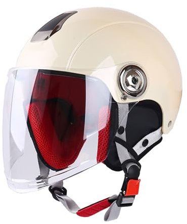 Casque De Moto Adulte, Casque Semi-Ouvert avec Visière, Casque De Scooter Casque De Sécurité Certifié ECE, Casque Moto Jet Casque Scooter