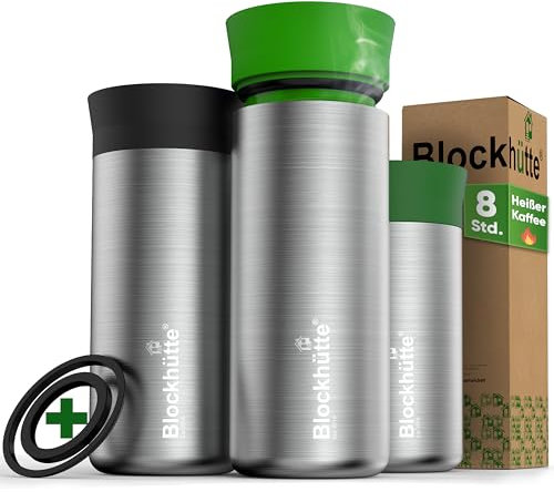 Blockhütte Edelstahl Thermobecher 354ml, Kaffeebecher to Go Thermo spülmaschinenfest, Coffee Mug Thermal 8h heiße Getränke, Thermokaffeebecher to go auslaufsicher