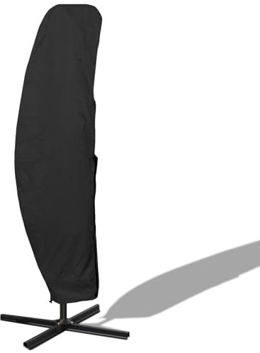 Patio Umbrella Cover for Outdoor Umbrellas 7.5-11.5 Ft Offset Umbrella, Outdoor Waterproof Cantilever Parasol Cover with Zipper and Rod, Black