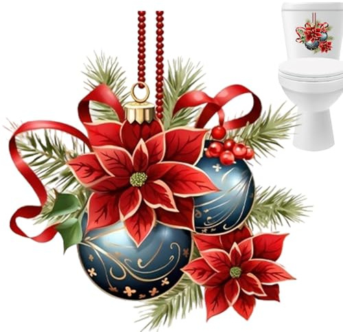 Weihnachts-Blumen-Toilettendeckel-Aufkleber, Weihnachts-Blumen-Toiletten-Aufkleber – Toilettensitz-Aufkleber, Blumen-Toilettendeckel-Aufkleber, Toilettendekoration, Vista-Druck, Toilettensitz-Wandaufk