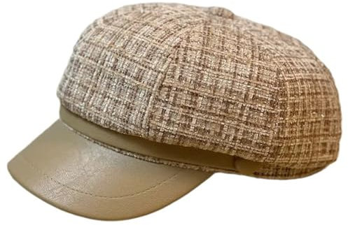 Greabuy Damen Baskenmütze Französische Baskenmütze Winter Herbst Hut Kariert Baskenmütze Mode Hut Subkulturen Achteckig Hut Mädchen Baskenmütze Damen Newsboy Hüte Mädchen Mode Hut, khaki,