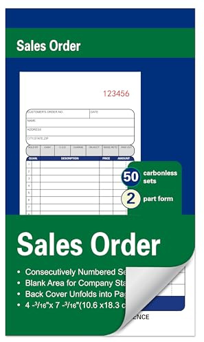 Enterprise Company Sales Order Book,2-Part Carbonless Paper,4-3/16 x 7-3/16 Inches,50 Sets,White/Canary/Pink